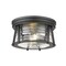 Z-Lite Cape Harbor 2 Light Flush Mount, Matte Black & Clear 491F2-MB - alternate 1